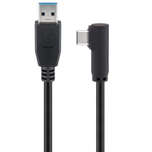Kabel USB 3.0 Typ A Stecker - USB-C gewinkelt 1 Meter Schwarz Ladekabel von CABLEPELADO