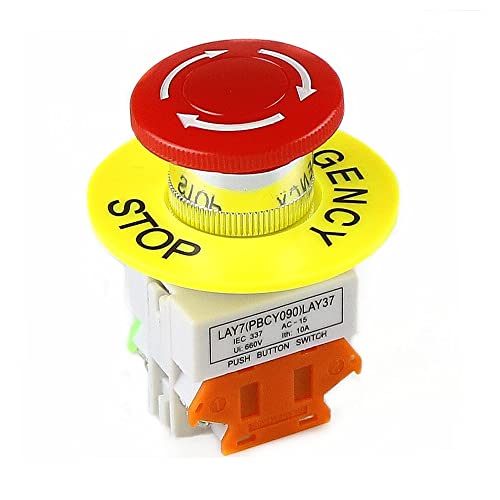 CABLEPELADO Not-Stoppschalter 22mm 660V 10A, Drucktaste, Pilz, EIN-AUS, Gelb/Rot von CABLEPELADO