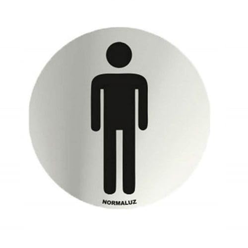 Toilettenschild für Herren, Hinweisschild für Toiletten, selbstklebend, Schild für Herrenbäder, Edelstahl, zertifiziert nach UNE-EN ISO 9001, 0,8 mm dick, 7 cm Durchmesser, silberfarben von CABLEPELADO