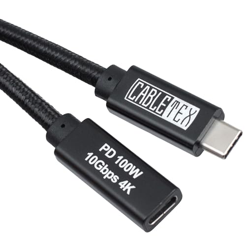 CABLETEX USB C Verlängerungs-Kabel 50cm - Monitorkabel USB 3.2 Gen2, 100W Power Delivery, 10GBit/s, für Thunderbolt 3 Bildschirme/Displays, Laden, Video- und Audioübertragung CABLETEX USB C Verlängerungs-Kabel 50cm - Monitorkabel USB 3.2 Gen2, 100W Power Delivery, 10GBit/s, für Thunderbolt 3 Bildschirme/Displays, Laden, Video- und Audioübertragung von CABLETEX