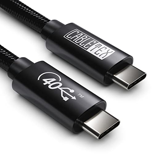 CABLETEX 1m USB 4 Gen3x2 Monitorkabel für Thunderbolt 3, USB C | 40GBit/s | 8K Video | 100W | 5A | 20V | Für MacBook Pro M1, USB-C Bildschirm, Docking Stations, SSD, eGPU von CABLETEX