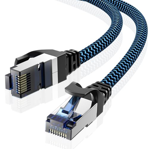 CABNEER LAN Kabel 15 meter Netzwerkkabel CAT8 Ethernet Kabel, RJ45 Patchkabel 40Gbps 2000Mhz/s Gigabit, Hochgeschwindigkeit Internet Kabel Kompatibel für Router Modem Laptop PC von CABNEER