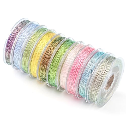 CABODYALS 10 Rolle 240 Yards 0.3mm 3 Lagig Metallisch Mehrfarbig Stickgarn Buntes Weihnachts Polyester Lametta Glitzerband Großpackung Zum Nähen Basteln Armbänder Perlenstickerei Stricken DIY CABODYALS 10 Rolle 240 Yards 0.3mm 3 Lagig Metallisch Mehrfarbig Stickgarn Buntes Weihnachts Polyester Lametta Glitzerband Großpackung Zum Nähen Basteln Armbänder Perlenstickerei Stricken DIY von CABODYALS