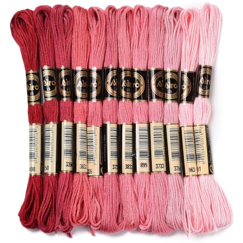 CABODYALS 12 Strang 105 Yards Stickgarn Mit Farbverlauf In Rot Kreuzstichgarn Polyester Strickgarn Freundschaftsarmbandgarn Zum Nähen Schmuckherstellung Weihnachtsdekorationen DIY Projekte von CABODYALS