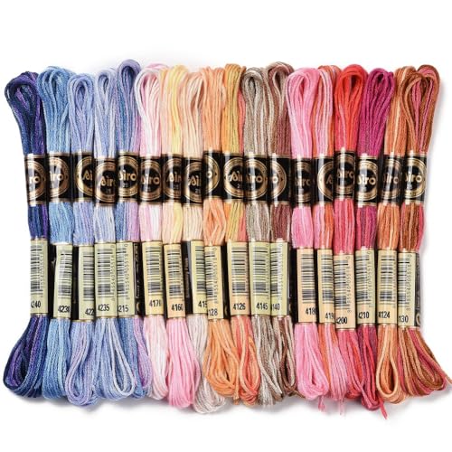 CABODYALS 18 Knäuel 6 Stränge 157.5 Yards Buntes Stickgarn Aus Polyester Mit Farbverlauf Crewel Kreuzstichgarn Regenbogen Armbandgarn In Großpackung Für Handnähte Duftsäckchen Quasten Kissen Geburtsta von CABODYALS