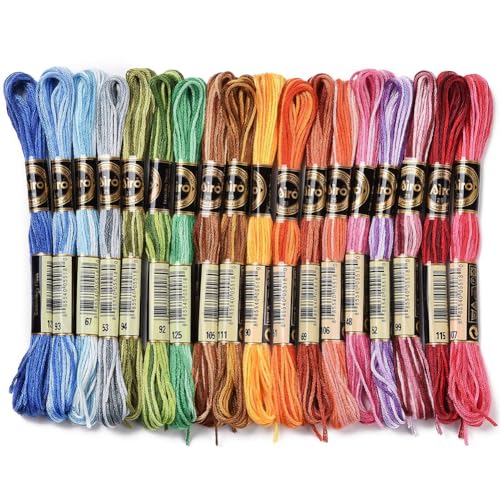 CABODYALS 18 Strang 6 Stränge 157.5 Yards Polyester Stickgarn Mit Farbverlauf Buntes Regenbogen Crewel Kreuzstichgarn Armbandgarn In Großpackung Für Die Schmuckherstellung Weihnachtsdekorationen DIY P von CABODYALS