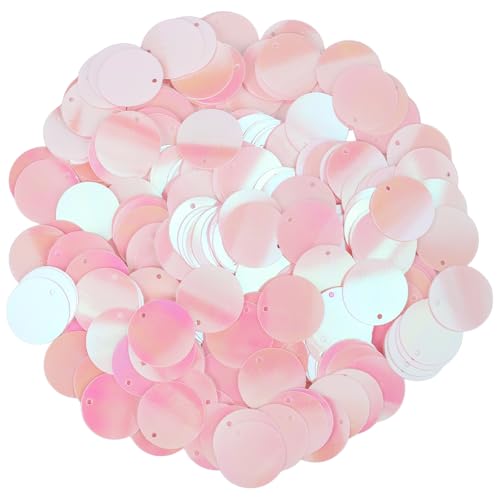 CABODYALS 380 Stück 20mm Rosa Flache Pailletten Runde Pailletten Kunststoff PVC Schillernde Glänzende Glitzer Pailletten Lose Pailletten Perlen Zum Nähen Basteln DIY Sticken Verzierungen von CABODYALS