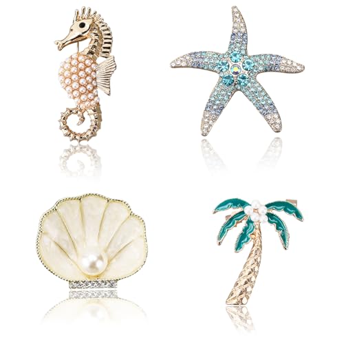 CABODYALS 4 Stück Goldene Strass Perlenbrosche Funkelnde Sommer Anstecknadeln Mit Seepferdchen Seestern Muschel Pflanzenmotiv Kristall Ozean Motiv Tiere Broschen Für Damen Und Herre CABODYALS 4 Stück Goldene Strass Perlenbrosche Funkelnde Sommer Anstecknadeln Mit Seepferdchen Seestern Muschel Pflanzenmotiv Kristall Ozean Motiv Tiere Broschen Für Damen Und Herre von CABODYALS