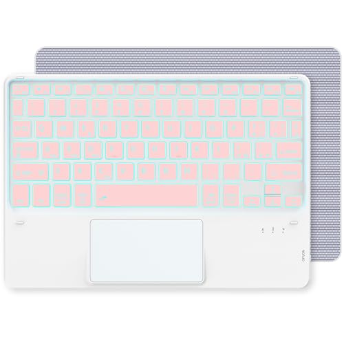 CACOE Bluetooth Tastatur mit Touchpad, [Italienische Tastatur] Kabellose mit 7 Farben Beleuchtete Bluetooth kompatibel mit IOS, Android Tablet, Windows 10 Zoll, Roségold von CACOE