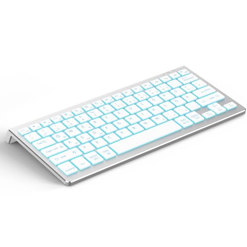 CACOE Deutsche Bluetooth Tastatur Kompatibel Mit IOS, Android, Windows, Samsung, Lenovo, 7 Farben Beleuchtete, 3 BT Kanäle, Silber CACOE Deutsche Bluetooth Tastatur Kompatibel Mit IOS, Android, Windows, Samsung, Lenovo, 7 Farben Beleuchtete, 3 BT Kanäle, Silber von CACOE