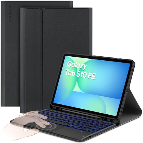 CACOE Hülle Tastatur Kompatibel mit Samsung Galaxy S10 FE 10.9 Zoll 2025 / S9 FE 10.9 Zoll 2023 / S9 11 Zoll 2023 mit Touchpad, 7-Farbige Beleuchtung Abnehmbare Kabellose Tastatur, Schwarz CACOE Hülle Tastatur Kompatibel mit Samsung Galaxy S10 FE 10.9 Zoll 2025 / S9 FE 10.9 Zoll 2023 / S9 11 Zoll 2023 mit Touchpad, 7-Farbige Beleuchtung Abnehmbare Kabellose Tastatur, Schwarz von CACOE