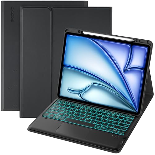 CACOE Hülle Tastatur mit Touchpad Kompatibel mit iPad Air 13 Zoll M3 / M2 (2025/2024) / iPad Pro 12.9 2021/2022, 7-Farbige Beleuchtung Abnehmbare Kabellose Tastatur,Schwarz CACOE Hülle Tastatur mit Touchpad Kompatibel mit iPad Air 13 Zoll M3 / M2 (2025/2024) / iPad Pro 12.9 2021/2022, 7-Farbige Beleuchtung Abnehmbare Kabellose Tastatur,Schwarz von CACOE