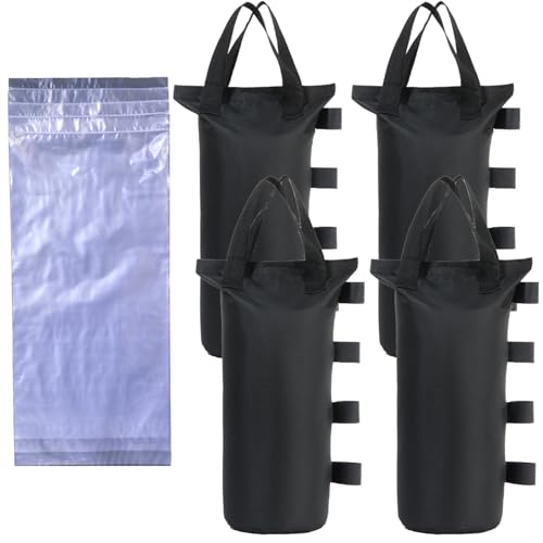 CACTIYE Canopy Weight Sandsäcke mit Wasseraufbewahrungstaschen, robuste Zeltankertaschen, 50 x 20 cm, Schwarz (Schwarz, 4 Sandsäcke + 4 Wassersäcke) von CACTIYE