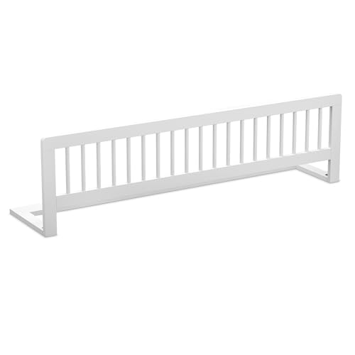 CADANI Kinder Bettgitter Baby Bettschutzgitter klappbarer Rausfallschutz aus Massivholz für Elternbett und Kinderbett weiß 140x40 cm von CADANI