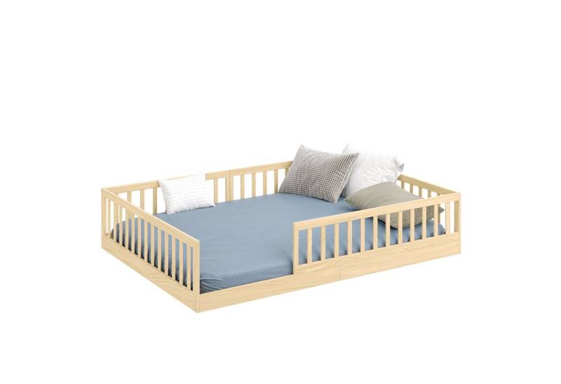 CADANI Kinderbett CADANI Timi Kinderbett Montessori Bodenbett (Rausfallschutz abnehmbar), Bodenbett mit Roll-Lattenrost von CADANI
