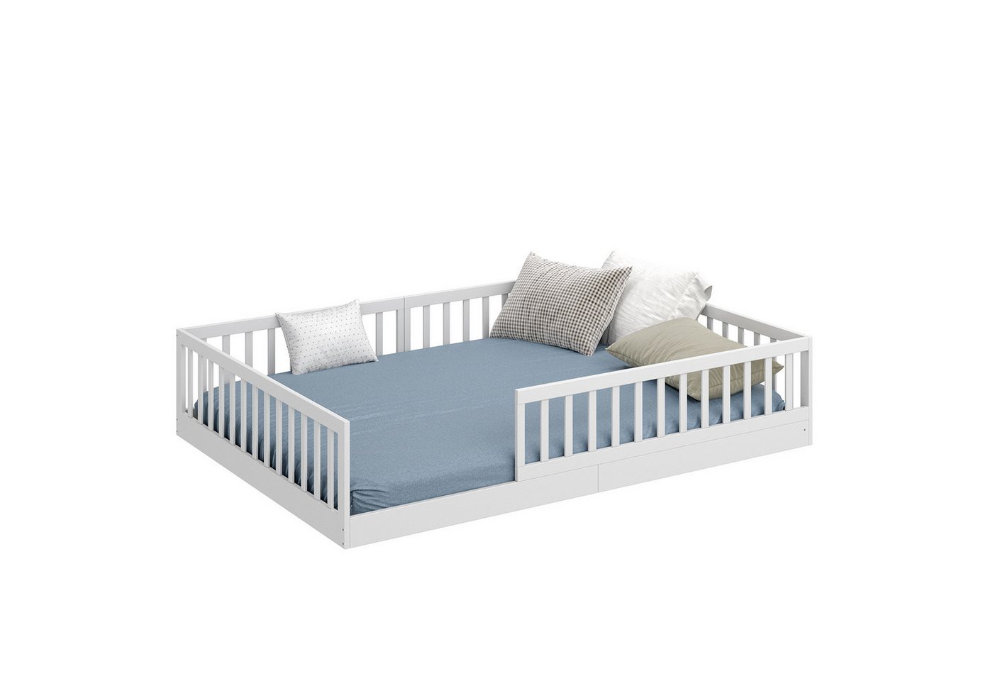 CADANI Kinderbett CADANI Timi Kinderbett Montessori Bodenbett (Rausfallschutz abnehmbar), Bodenbett mit Roll-Lattenrost von CADANI