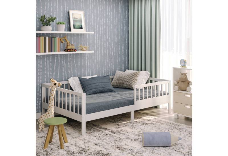 CADANI Kinderbett Nik (Rausfallschutz abnehmbar), Klassik Jugendbett mit Roll-Lattenrost von CADANI