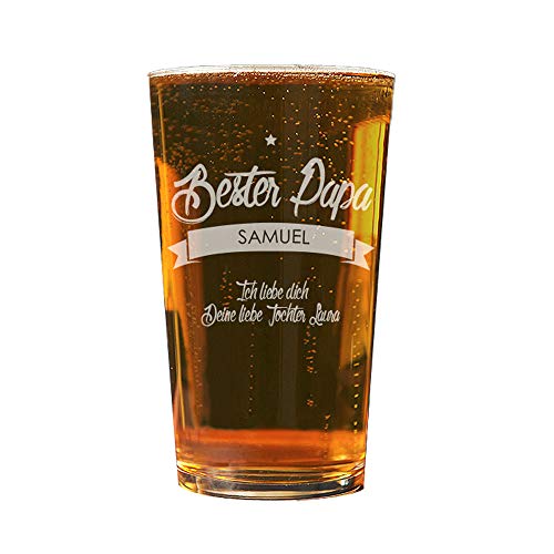 CADEAUX.COM Bierglas mit Gravur Bester Papa 57 cl - personalisiertes Bierglas mit Gravur Namen und Botschaft - Geschenkidee zum Vatertag, Weihnachten von CADEAUX.COM