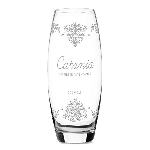 CADEAUX.COM Blumenvase aus Glas mit Gravur - Blumen - Personalisiert mit Namen oder Wunschbegriff - Muttertagsgeschenk - Geschenk zum Muttertag von CADEAUX.COM