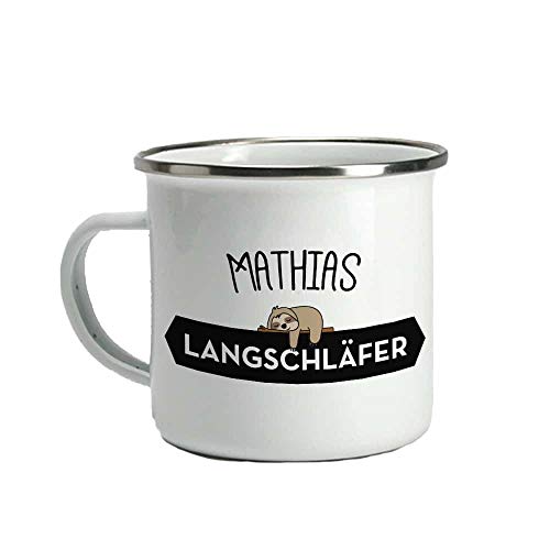 CADEAUX.COM Personalisierbare Emaille-Tasse - Langschläfer - Faultier-Kollektion - 300 ml, aus Email von CADEAUX.COM