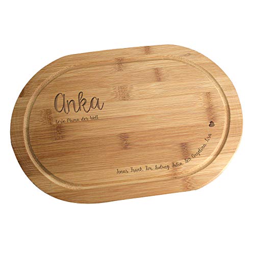 CADEAUX.COM Schneidebrett mit Gravur - große Brett aus Holz, oval - Meine Lieben von CADEAUX.COM
