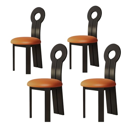 CADEHUB Esszimmerstühle im Mid-Century-Stil, 2er-Set, Kunstleder, Holzstühle im Retro-Schlüsseldesign, für Küche und Restaurant Orange + Black 4pcs CADEHUB Esszimmerstühle im Mid-Century-Stil, 2er-Set, Kunstleder, Holzstühle im Retro-Schlüsseldesign, für Küche und Restaurant Orange + Black 4pcs von CADEHUB