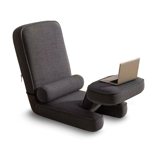 CADEHUB Indoor-Bodensessel mit Rückenlehne, 15-Fach verstellbare Rückenlehne, tragbarer Relaxsessel, gepolsterter, klappbarer Gaming-Stuhl für Wohnzimmer/kleine Wohnung Black von CADEHUB