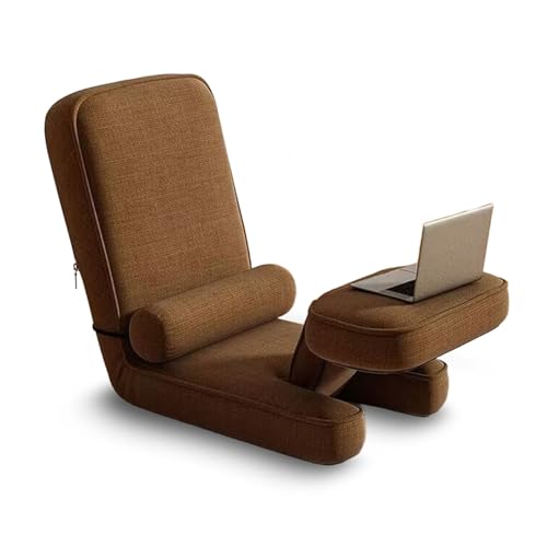 CADEHUB Indoor-Bodensessel mit Rückenlehne, 15-Fach verstellbare Rückenlehne, tragbarer Relaxsessel, gepolsterter, klappbarer Gaming-Stuhl für Wohnzimmer/kleine Wohnung Coffee von CADEHUB