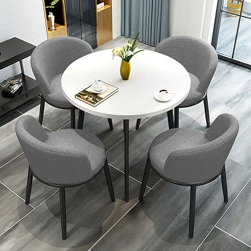 CADEHUB Round Dining Table for 4, Conference Table Empfangsraum Club WeißEr Runder Tisch, Moderner Kleiner Beistelltisch FüR Kleine RäUme Wohnzimmer Schlafzimmer Balkon Dark Gray von CADEHUB