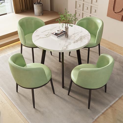 CADEHUB Round Dining Table for 4, Conference Table Empfangsraum Club WeißEr Runder Tisch, Moderner Kleiner Beistelltisch FüR Kleine RäUme Wohnzimmer Schlafzimmer Balkon Green von CADEHUB