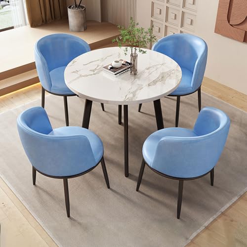 CADEHUB Round Dining Table for 4, Conference Table Empfangsraum Club WeißEr Runder Tisch, Moderner Kleiner Beistelltisch FüR Kleine RäUme Wohnzimmer Schlafzimmer Balkon Light Blue von CADEHUB