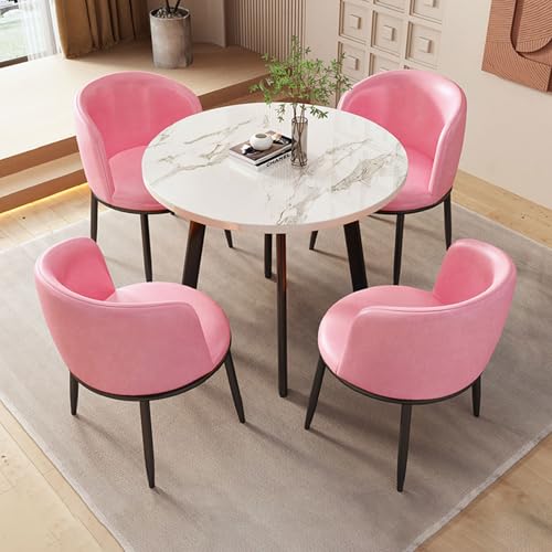 CADEHUB Round Dining Table for 4, Conference Table Empfangsraum Club WeißEr Runder Tisch, Moderner Kleiner Beistelltisch FüR Kleine RäUme Wohnzimmer Schlafzimmer Balkon Pink von CADEHUB