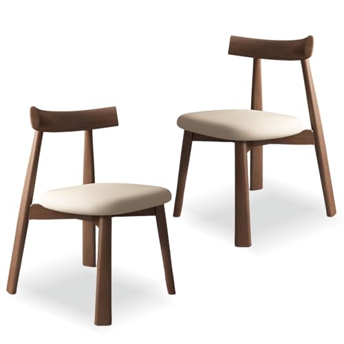 CADEHUB StüHle Esszimmer 4er Set, 100% Massivem Eichenholz Mit Polsterung, Elegantes Design, Modernes Esszimmerstuhl-Set FüR KüChentisch Und StüHle Walnut + Brown Set of 2 von CADEHUB