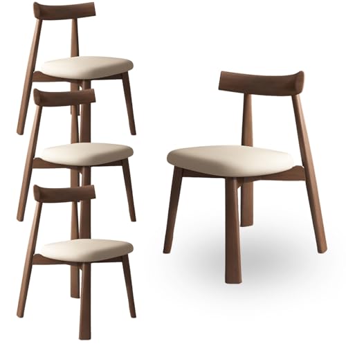 CADEHUB StüHle Esszimmer 4er Set, 100% Massivem Eichenholz Mit Polsterung, Elegantes Design, Modernes Esszimmerstuhl-Set FüR KüChentisch Und StüHle Walnut + Brown Set of 4 von CADEHUB