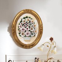 Handgemachte Capodimonte Stil Porzellan Blumenstrauß in Oval Rahmen Wandtafel von CADIMONTE