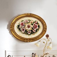 Handgemachte Capodimonte Stil Porzellan Blumenstrauß in Oval Rahmen Wandtafel von CADIMONTE