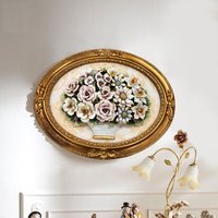 Handgemachte Capodimonte Stil Porzellan Blumenstrauß in Oval Rahmen Wandtafel von CADIMONTE