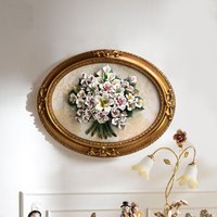 Handgemachte Capodimonte Stil Porzellan Blumenstrauß in Oval Rahmen Wandtafel von CADIMONTE