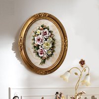 Handgemachte Capodimonte Stil Porzellan Blumenstrauß in Oval Rahmen Wandtafel von CADIMONTE