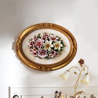 Handgemachte Capodimonte Stil Porzellan Blumenstrauß in Oval Rahmen Wandtafel von CADIMONTE