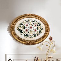Handgemachte Capodimonte Stil Porzellan Blumenstrauß in Oval Rahmen Wandtafel von CADIMONTE