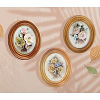 Handgefertigte Blumenstrauß Aus Porzellan Im Ovalen Rahmen Wand Blumen Plakette Capodimonte Stil von CADIMONTE