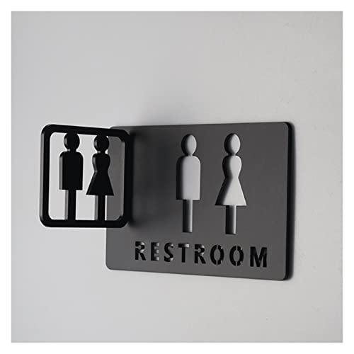 Toilettenschilder für Tür, Acryl-Badezimmerschild, Dekorfigur, modernes Toilettenschild, Badezimmertürschilder, Toilette, WC-Schilder für Geschäft, Farbe: Schwarz von CADKF