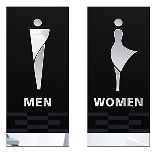 Toilettenschilder für Tür, modernes Toilettenschild, Badezimmertürschilder für Geschäft, Badezimmerschild, 28 x 16 cm (Farbe: Silber, Größe: Damen und Herren) von CADKF