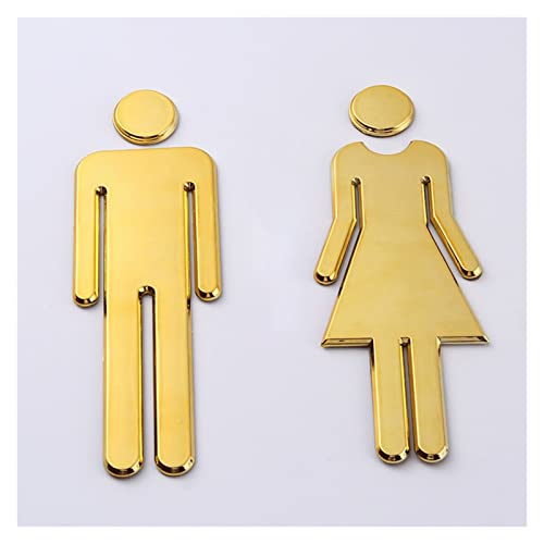 WC-Schilder für Tür, selbstklebend, für Toiletten, Toiletten, Toiletten, Toiletten, Toiletten, Symbol, Männer und Frauen, Türaufkleber-Figuren-Set, 3 Paar (Farbe: Silber) von CADKF