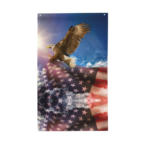 Amerikanische USA-Flagge, Adler, Kunstdruck, Dekor-Flagge, Gartenflaggen, Innen- und Außenbereich, Display, Hinterhof, Veranda, Rasen, Garten, Urlaub von CADREWY
