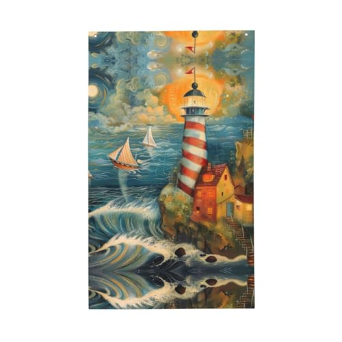 Leuchtturm-Druck am Meer, Gartenflaggen, für drinnen und draußen, Ausstellung, Hinterhof, Veranda, Rasen, Garten, Urlaub Leuchtturm-Druck am Meer, Gartenflaggen, für drinnen und draußen, Ausstellung, Hinterhof, Veranda, Rasen, Garten, Urlaub von CADREWY