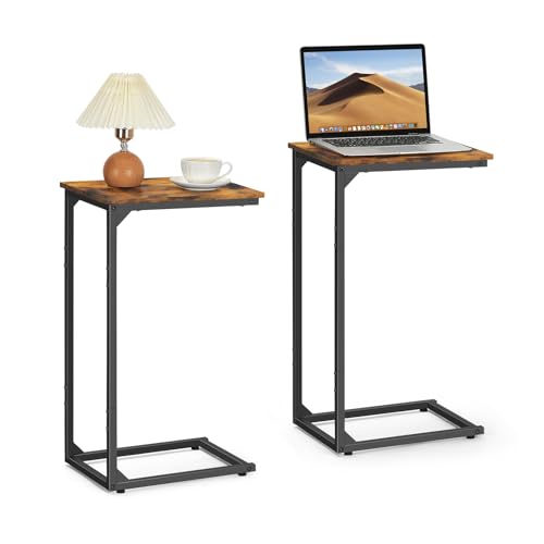 CADUKE Beistelltisch C-Form 2er-Set, 40 * 30 * 70cm, mobiler Kaffeetisch, Sofatisch aus Metall, Couchtisch Laptoptisch Nachttisch für Wohnzimmer Schlafzimmer von CADUKE