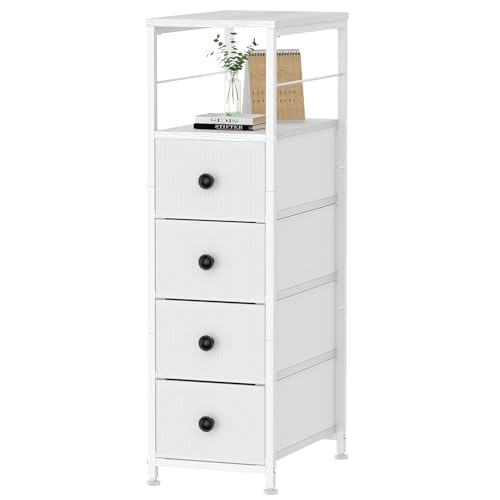 CADUKE Kommode mit 4 Stoff Fächer, Weiß von CADUKE