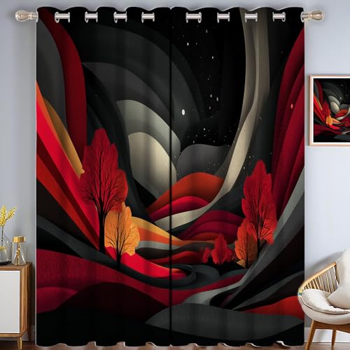 CAEITLRSO Abstrakt Hintergrund Verdunkelungsvorhang - Schwarz Rot Vorhang Blickdicht mit Ösen, Wellentextur Geräuschreduzierend Thermovorhang für Wohnzimmer Schlafzimmer, H 214 x B 91.5 cm (2er Pack) CAEITLRSO Abstrakt Hintergrund Verdunkelungsvorhang - Schwarz Rot Vorhang Blickdicht mit Ösen, Wellentextur Geräuschreduzierend Thermovorhang für Wohnzimmer Schlafzimmer, H 214 x B 91.5 cm (2er Pack) von CAEITLRSO
